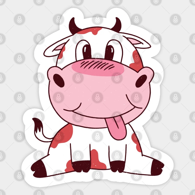 Cute Happy Sitting Baby Cow Sticker by MadMando Marketplace